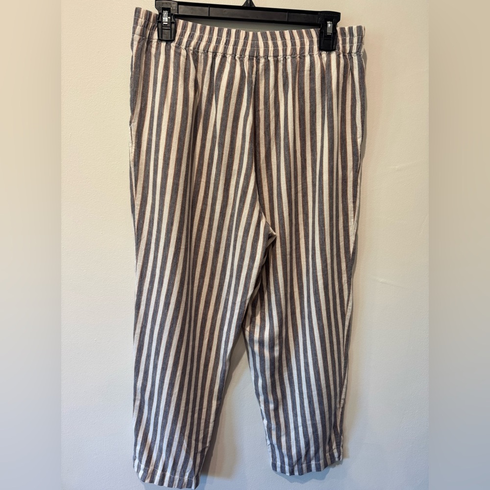 Madewell Linen Blend Striped Track Trousers Cropped Pants Women’s Size M - Picture 3 of 4